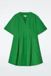 Cos Pleated A-line Mini Dress In Green