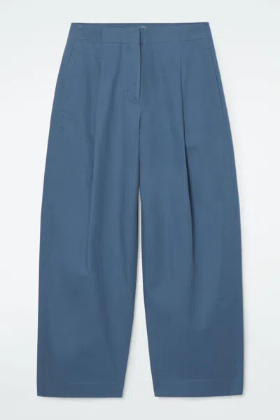 Cos Pleated Barrel-leg Chinos In Blue