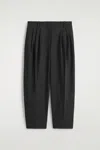 Cos Pleated Barrel-leg Wool Pants In Black
