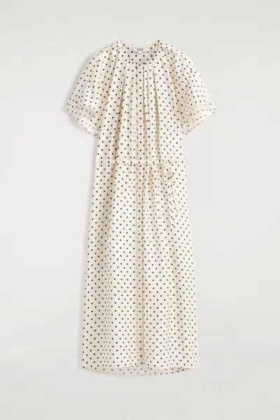 Cos Pleated Belted Midi Dress In White