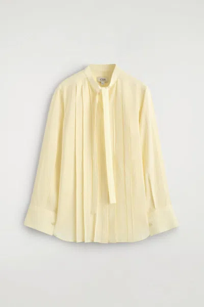 Cos Pleated Bow-detail Blouse In Yellow