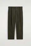 Cos Pleated Corduroy Straight-leg Pants In Green