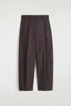 Cos Pleated Cotton Barrel-leg Trousers In Brown In Brown