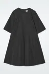 Cos Pleated Cotton Mini Dress In Black