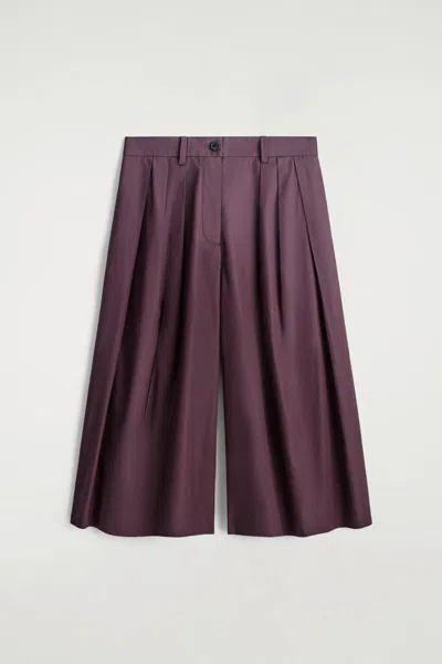 Cos Pleated Cotton Pants In Red