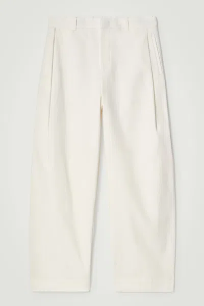 Cos Pleated Cotton Wide-leg Pants In White