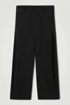 Cos Pleated Cotton Wide-leg Trousers In Black