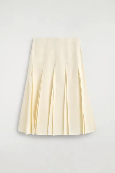 Cos Gonna Midi A Pieghe In Cotone E Lino In Gold