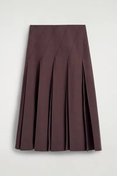 Cos Pleated Cotton-linen Midi Skirt In Rosso In Red