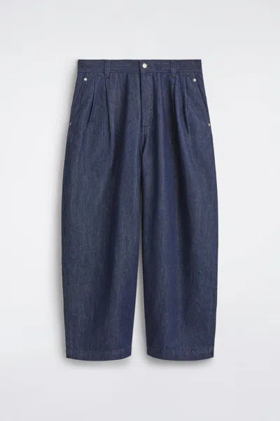 Cos Pantaloni Barrel In Denim Con Pinces In Blu
