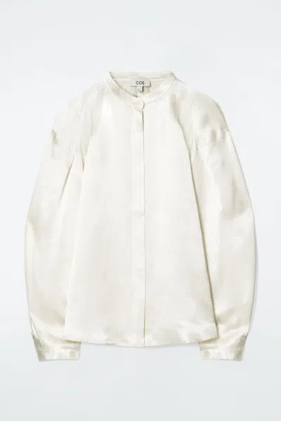 Cos Pleated-detail Satin Shirt In White