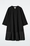 Cos Pleated Dropped-waist T-shirt Dress In Black