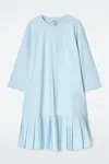 Cos Pleated Dropped-waist T-shirt Dress In Blue