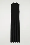 Cos Pleated High-neck Maxi Dress In Black