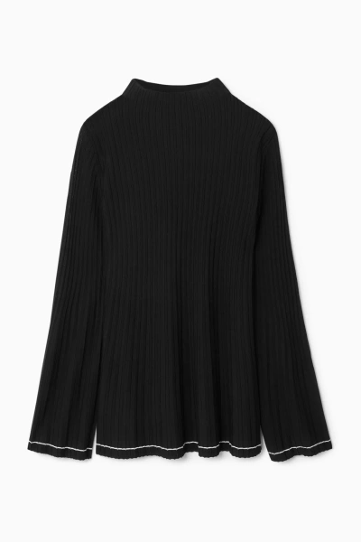 Cos Pleated Knitted Tunic Top In Black