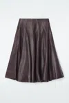 Cos Pleated Leather Midi Skirt In Brown
