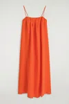 Cos Pleated Linen Maxi Dress In Orange