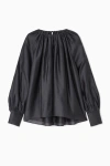 Cos Pleated Long-sleeved Blouse In Grey