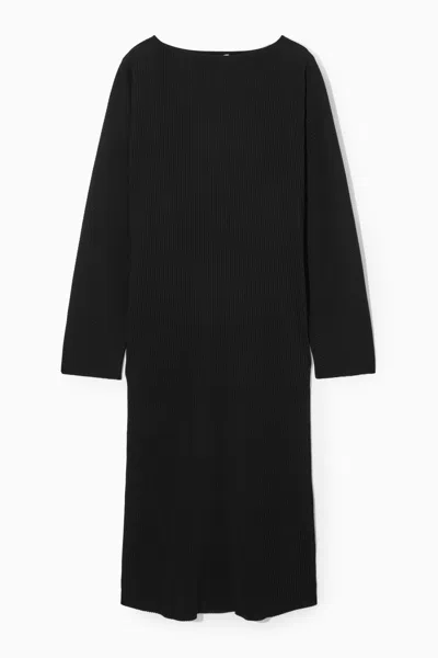 Cos Pleated Midi Dress In Black