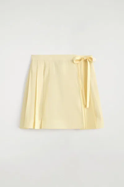 Cos Pleated Mini Wrap Skirt In Yellow
