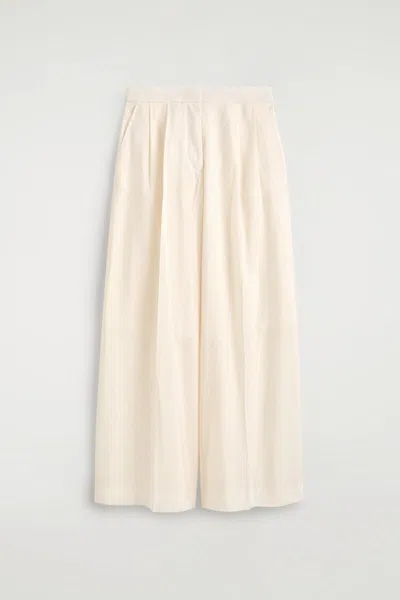 Cos Pleated Modal Wide-leg Trousers In Pink