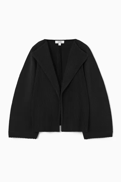 Cos Pleated Open-lapel Jacket In Black