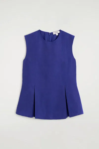 Cos Top Con Peplo E Pieghe In Blu