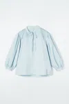 Cos Pleated Puff-sleeve Blouse In Turquoise