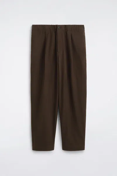 Cos Pleated Relaxed-fit Barrel-leg Pants In Brown