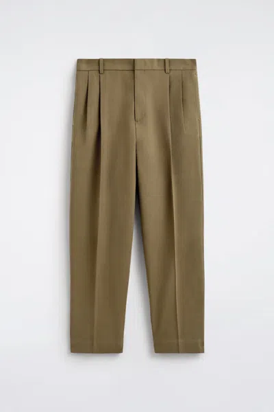 Cos Pleated Relaxed-fit Straight-leg Trousers In Green