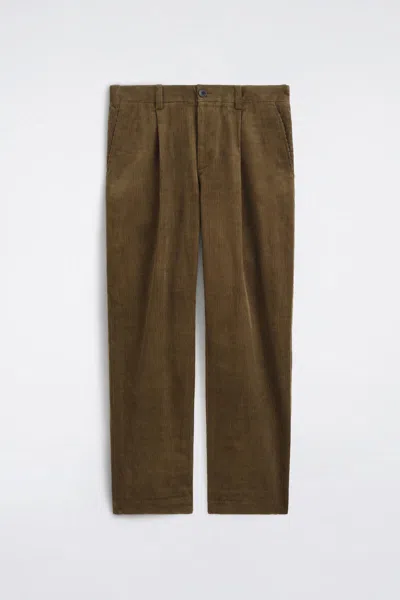 Cos Pleated Relaxed-fit Tapered Corduroy Pants In Brown