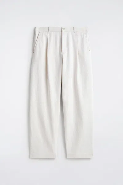Cos Pantaloni In Denim A Gamba Larga Con Piega In White