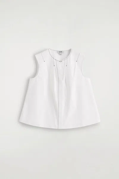 Cos Pleated Sleeveless Top In White