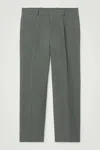 Cos Pleated Straight-leg Linen-blend Trousers In Green