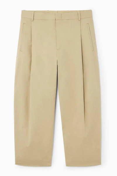 Cos Pleated Tapered Trousers In Beige