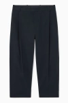 Cos Pleated Tapered Trousers In Blue