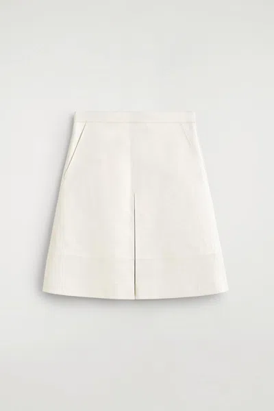Cos Pleated Textured-leather Midi Skirt In White