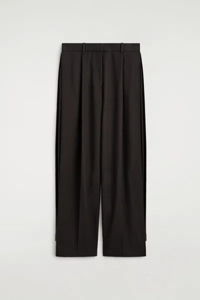 Cos Pleated Twill Wide-leg Pants In Brown
