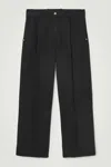 Cos Pleated Wide-leg Denim Trousers In Black