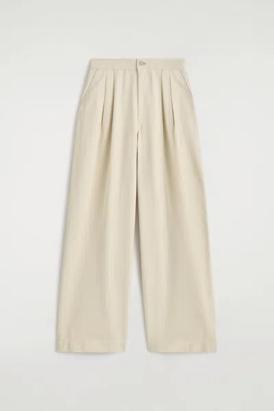 Cos Pleated Wide-leg Denim Pants In Neutral
