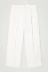 Cos Pleated Wide-leg Denim Trousers In White