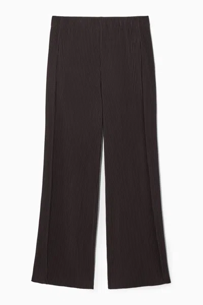 Cos Pleated Wide-leg Trousers In Brown
