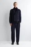 Cos Pleated Wool-blend Straight-leg Trousers In Blue In Blue