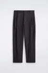 Cos Pleated Wool Straight-leg Trousers In Grey In Gray