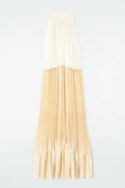 Cos Plissé Halterneck Maxi Dress In Yellow