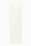 Cos Ribbed Midi Slip Dress In White