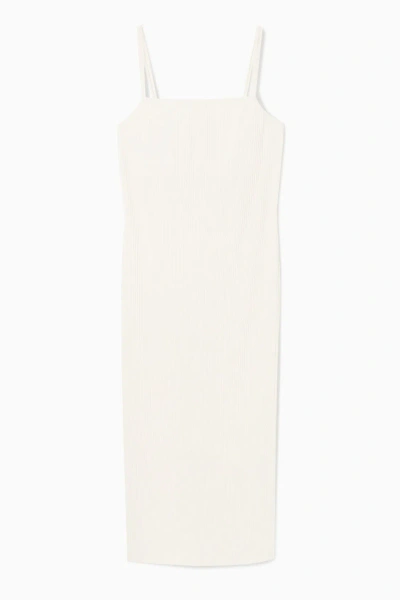 Cos Ribbed Midi Slip Dress In White