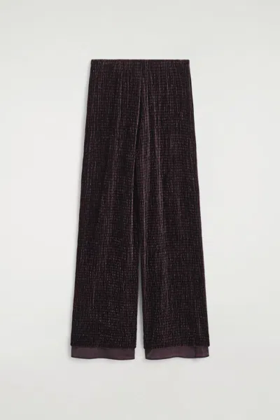 Cos Plissé Velvet Pants In Purple