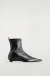Cos Pointed Leather Sock Boots In Black