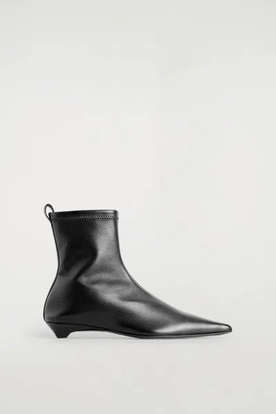 Cos Pointed Leather Sock Boots In Black